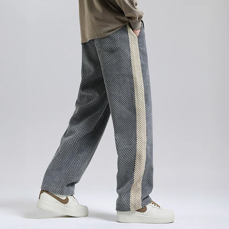 Men's Side Stripe Corduroy Pants | Drawstring Jogger Side