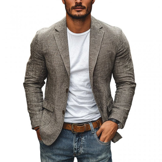 Men's Single-Breasted Cotton Linen Blazer | Slim Fit Hero