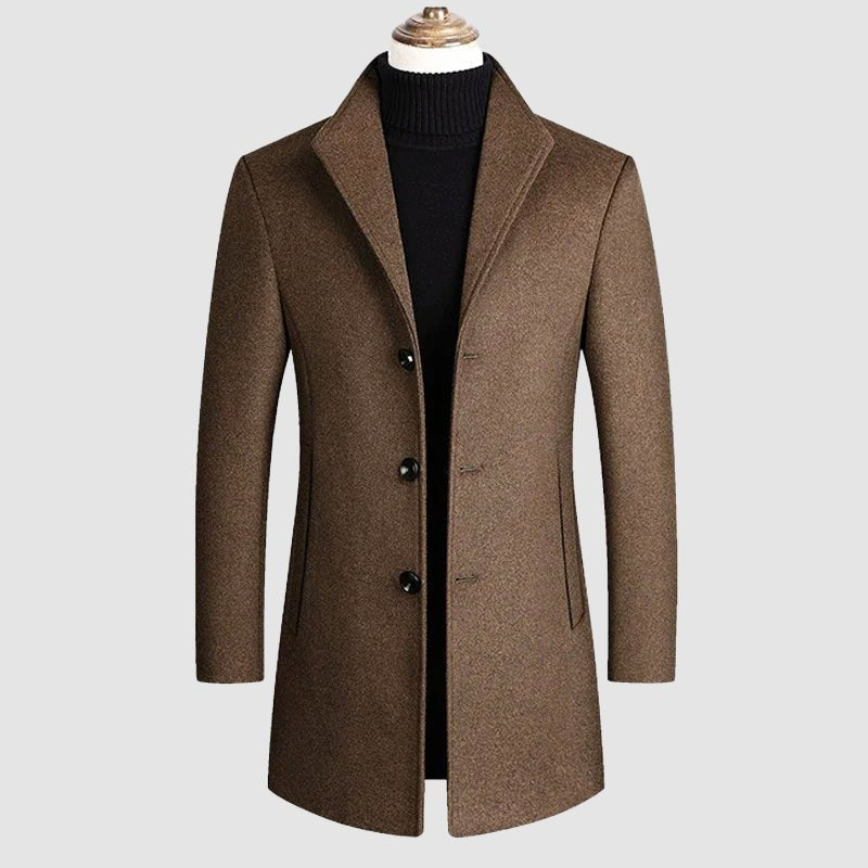 Men's Single-Breasted Heritage Wool Coat | Classic Fit Hero