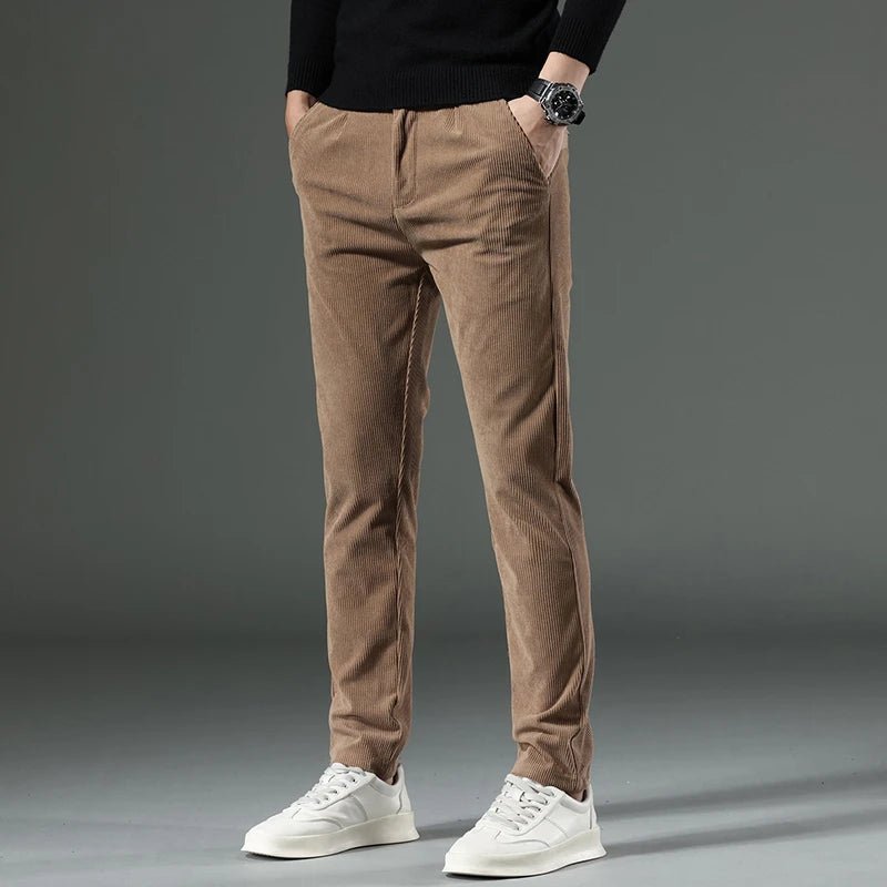 Men's Slim Fit Corduroy Pants | Cotton Dress Trouser Back