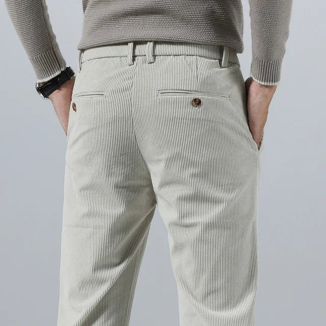 Men's Slim Fit Corduroy Pants | Cotton Dress Trouser Close Up