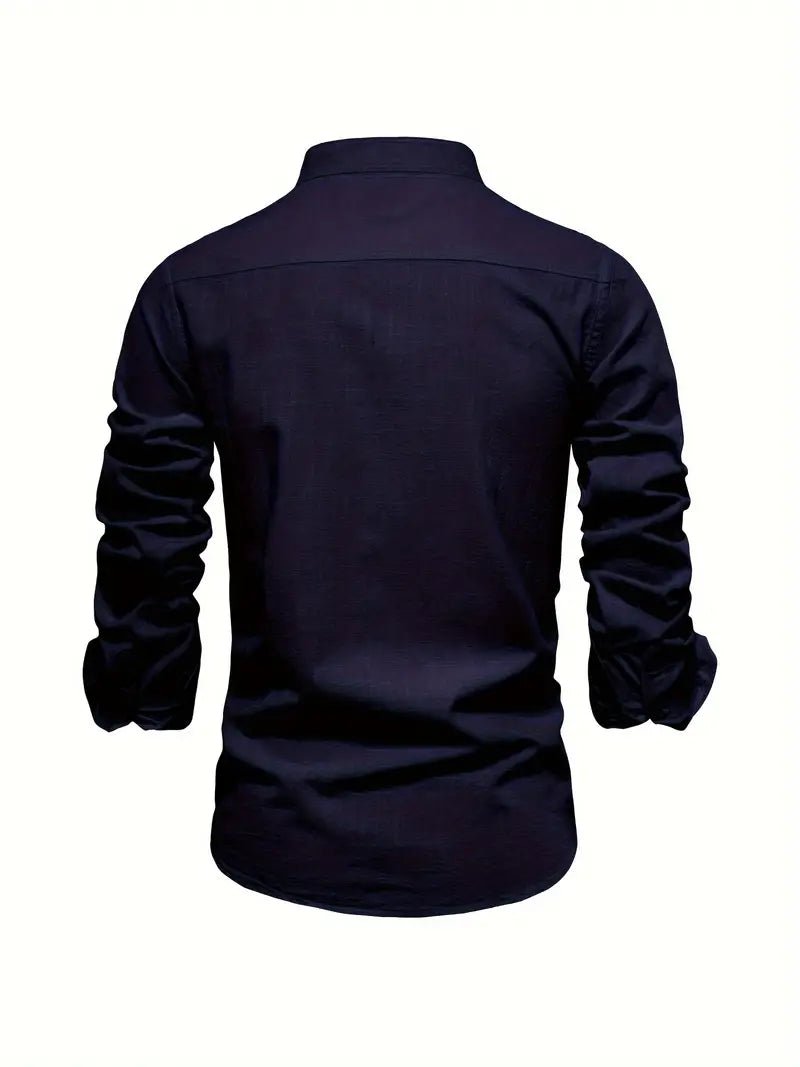 Men's Slim Fit Mandarin Collar Shirt | Smart Office Angle
