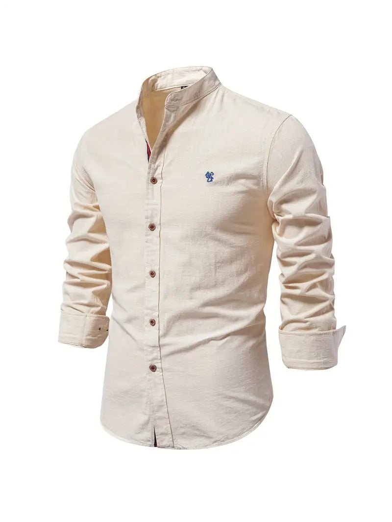 Men's Slim Fit Mandarin Collar Shirt | Smart Office Back