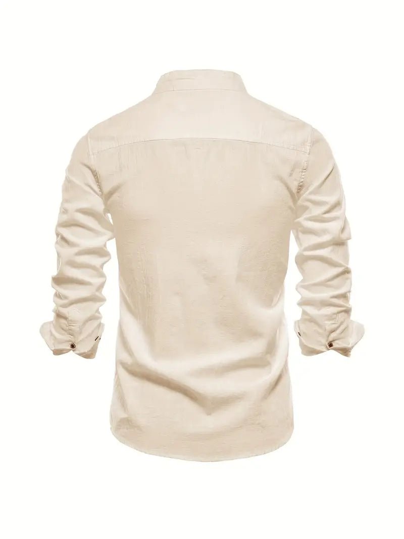 Men's Slim Fit Mandarin Collar Shirt | Smart Office Close Up