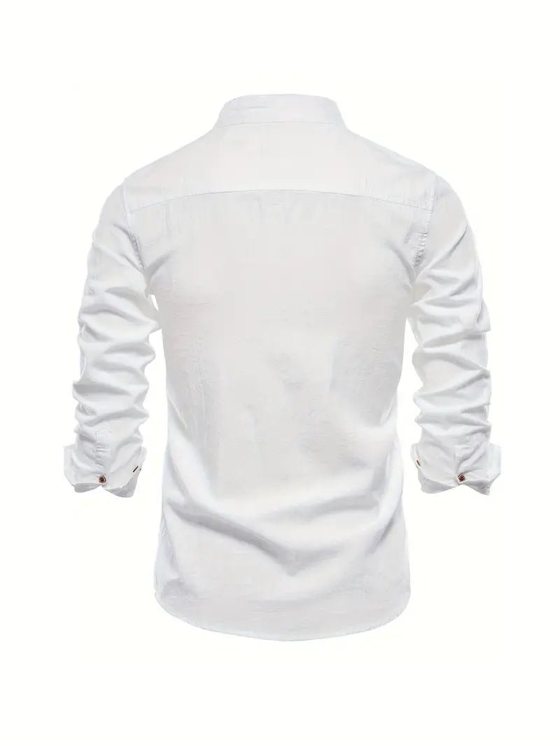 Men's Slim Fit Mandarin Collar Shirt | Smart Office Front