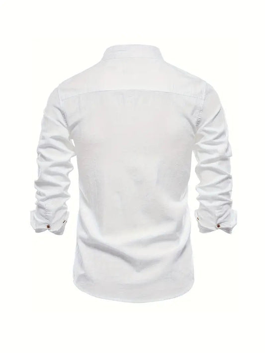 Men's Slim Fit Mandarin Collar Shirt | Smart Office Front