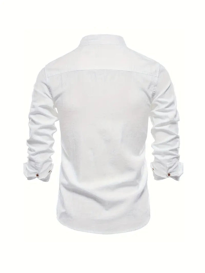 Men's Slim Fit Mandarin Collar Shirt | Smart Office Front