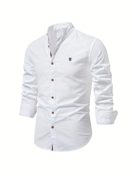 Men's Slim Fit Mandarin Collar Shirt | Smart Office Hero