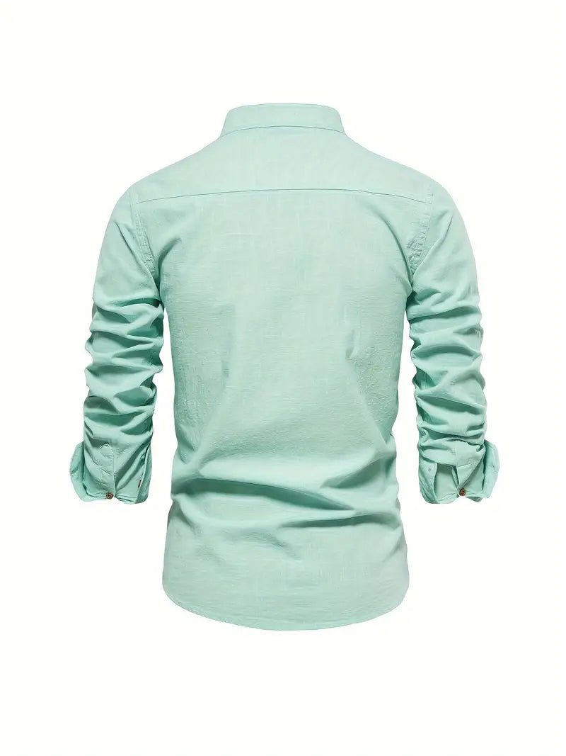 Men's Slim Fit Mandarin Collar Shirt | Smart Office Side
