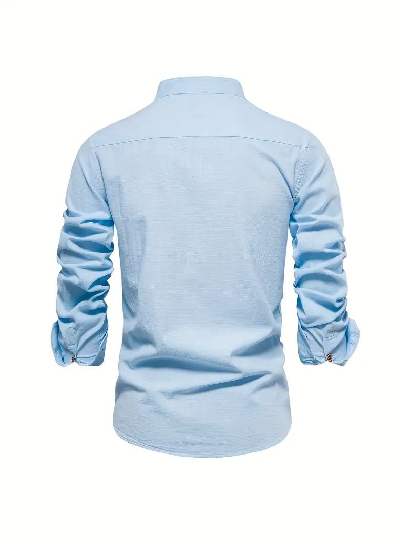 Men's Slim Fit Mandarin Collar Shirt | Smart Office View 12