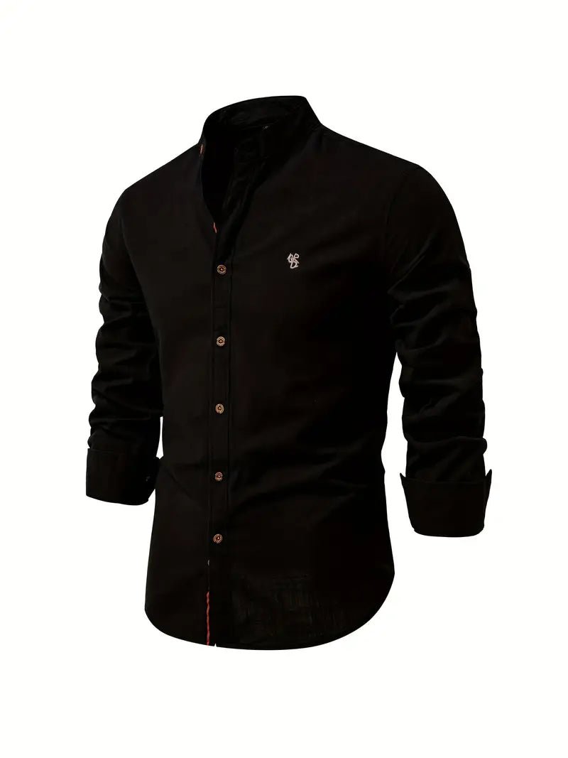 Men's Slim Fit Mandarin Collar Shirt | Smart Office View 13