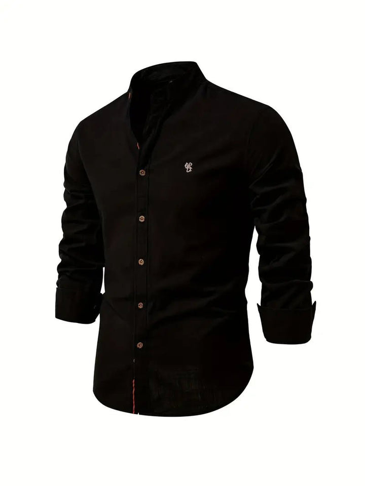Men's Slim Fit Mandarin Collar Shirt | Smart Office View 13