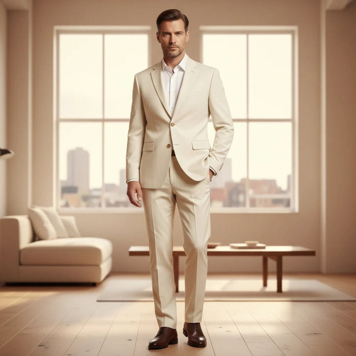 Men's Slim Fit Suit Set | Notched Lapel Blazer Detail