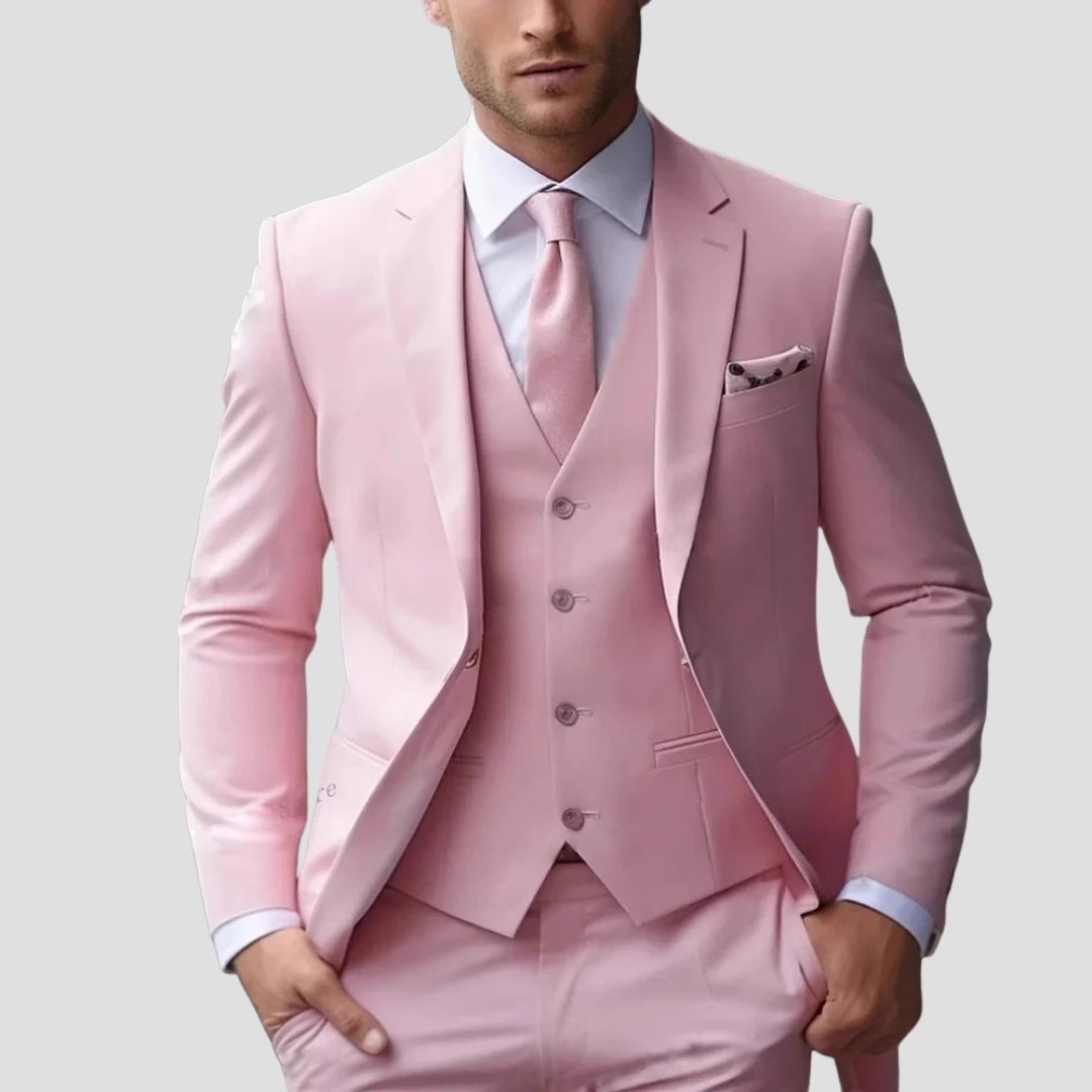 Men's Slim Fit Waistcoat Suit | Three-Piece Formal Set Close Up