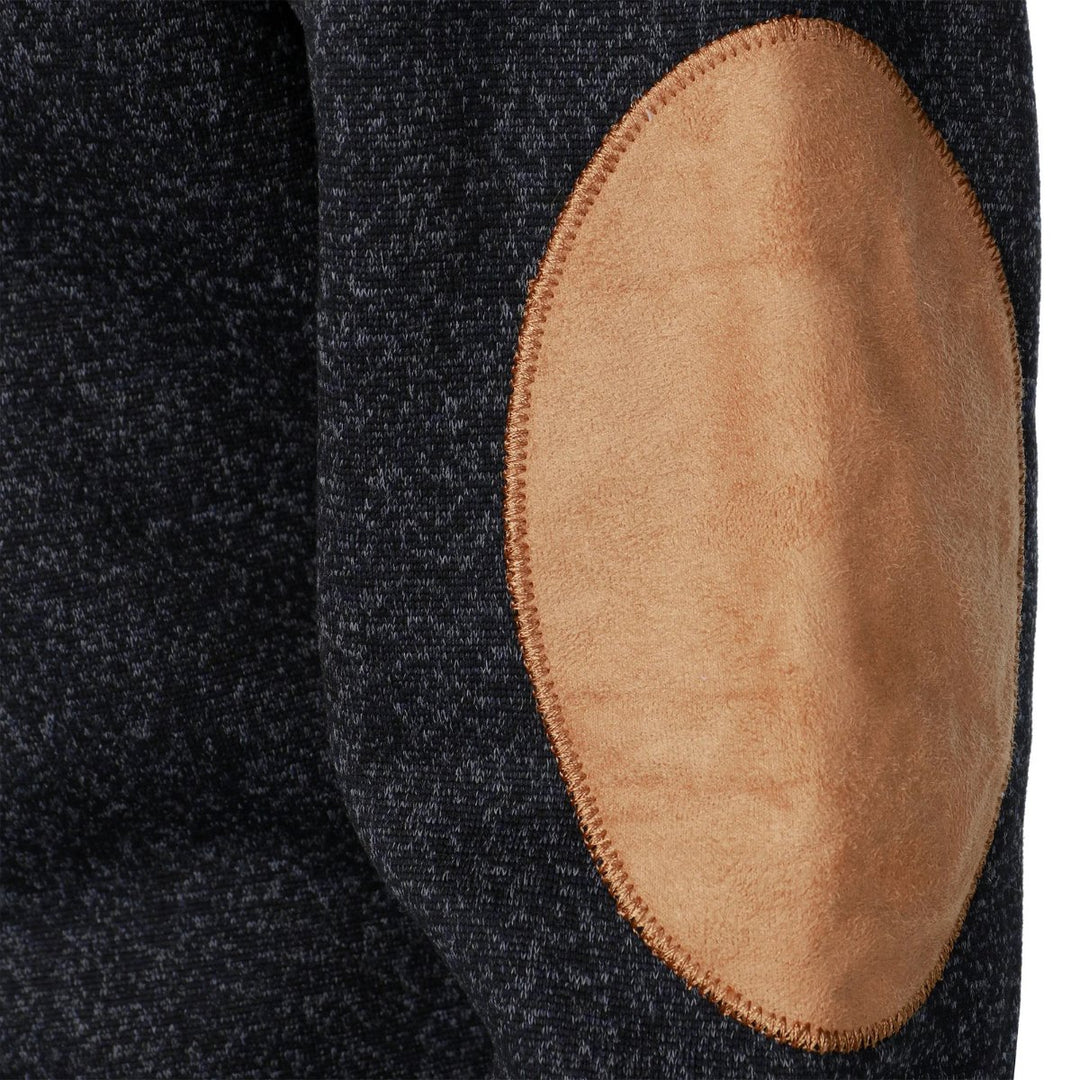 Men's Stand Collar Pullover Sweater | Suede Elbow Patches Detail