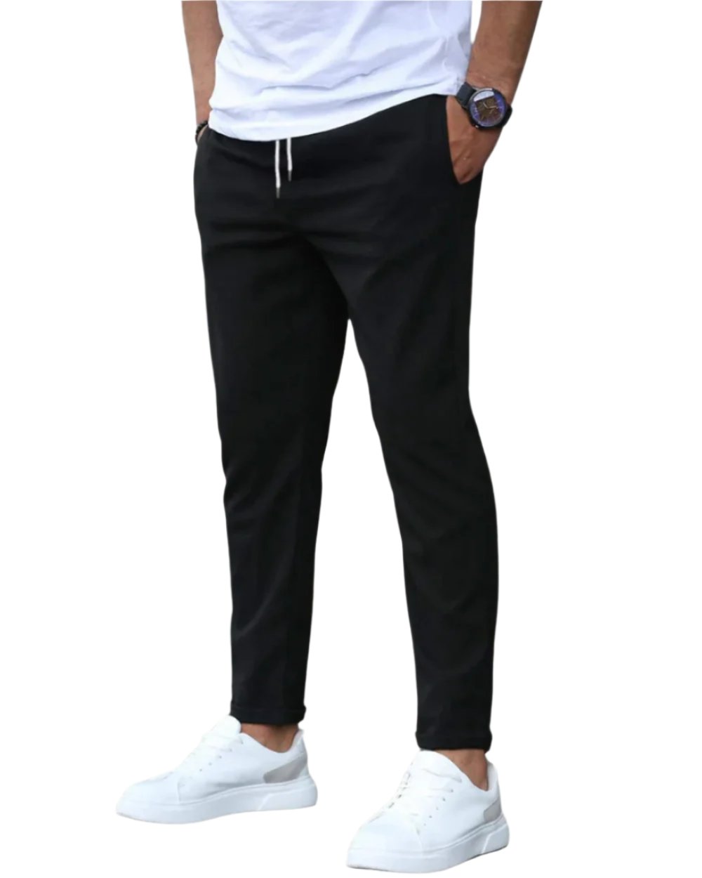Men's Stretch Cotton Drawstring Pants Front