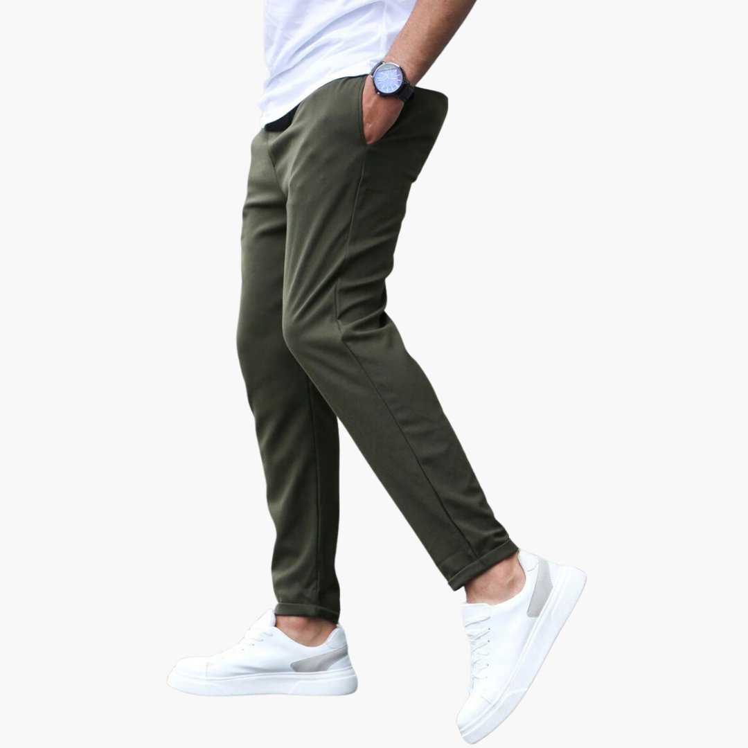 Men's Stretch Pants | Tapered Drawstring Comfort Fit Detail
