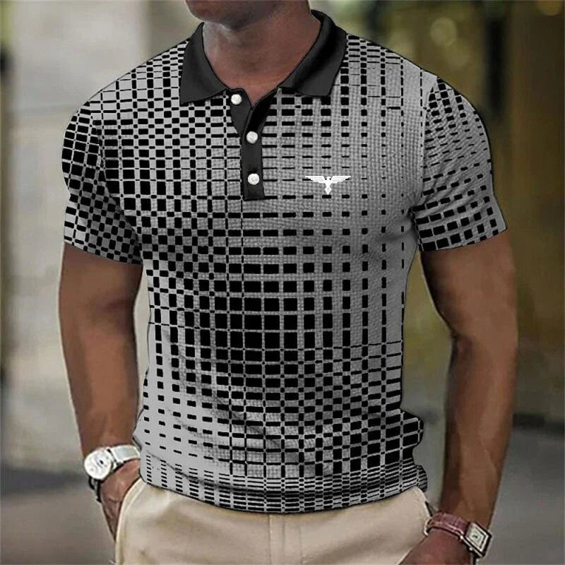 Men's Stretch Pixel Polo Top Back