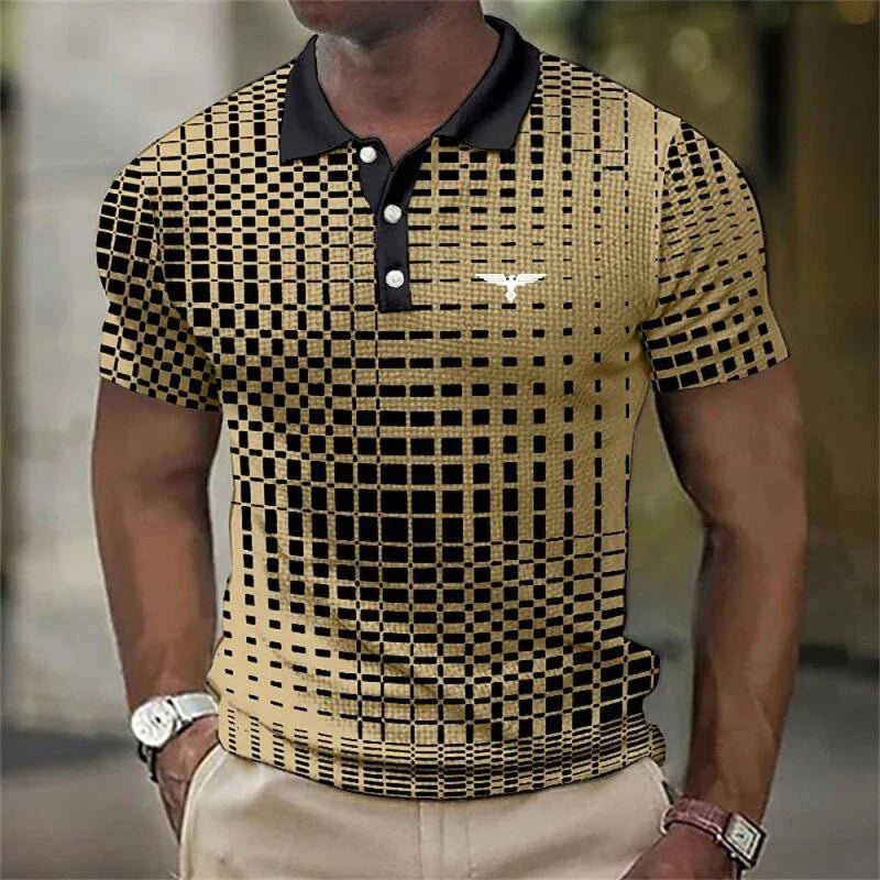 Men's Stretch Pixel Polo Top Side