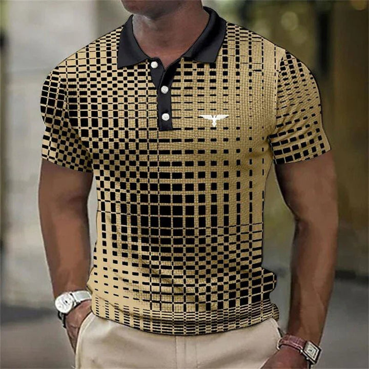 Men's Stretch Pixel Polo Top Side