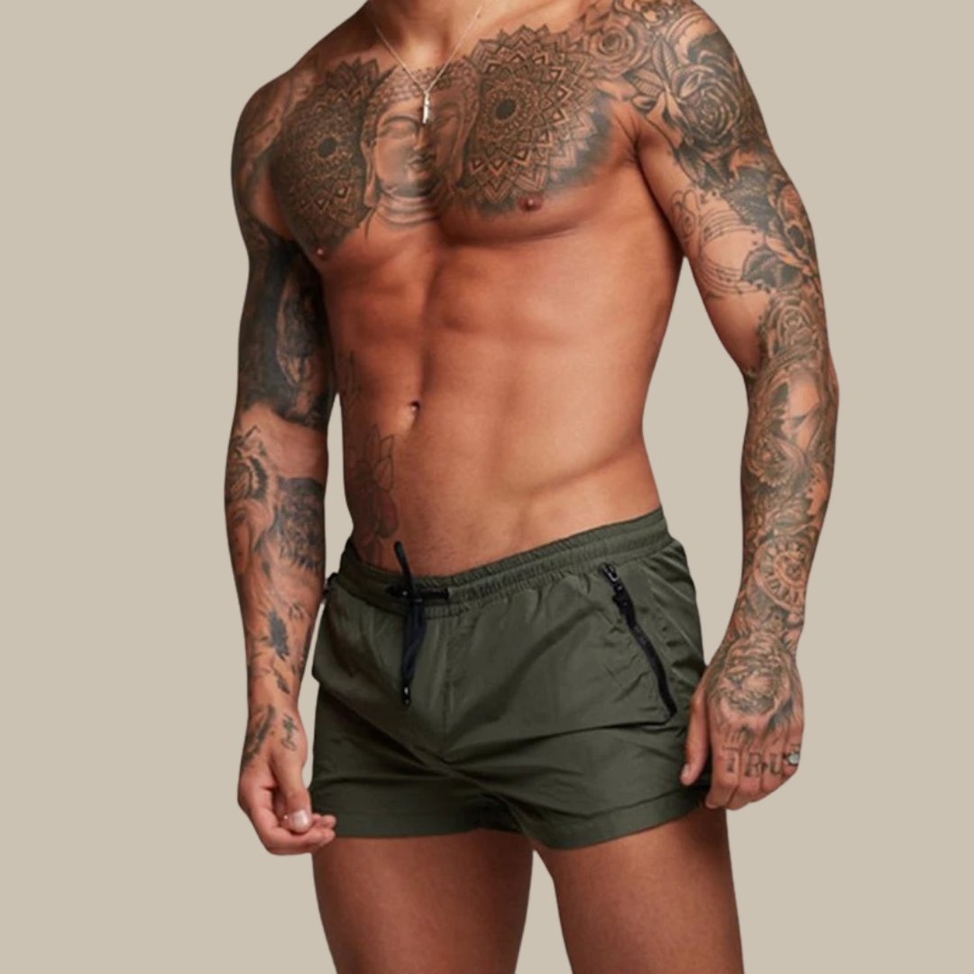 Men's Stretch Quick-Dry Swim Trunks | Drawstring Waist Angle