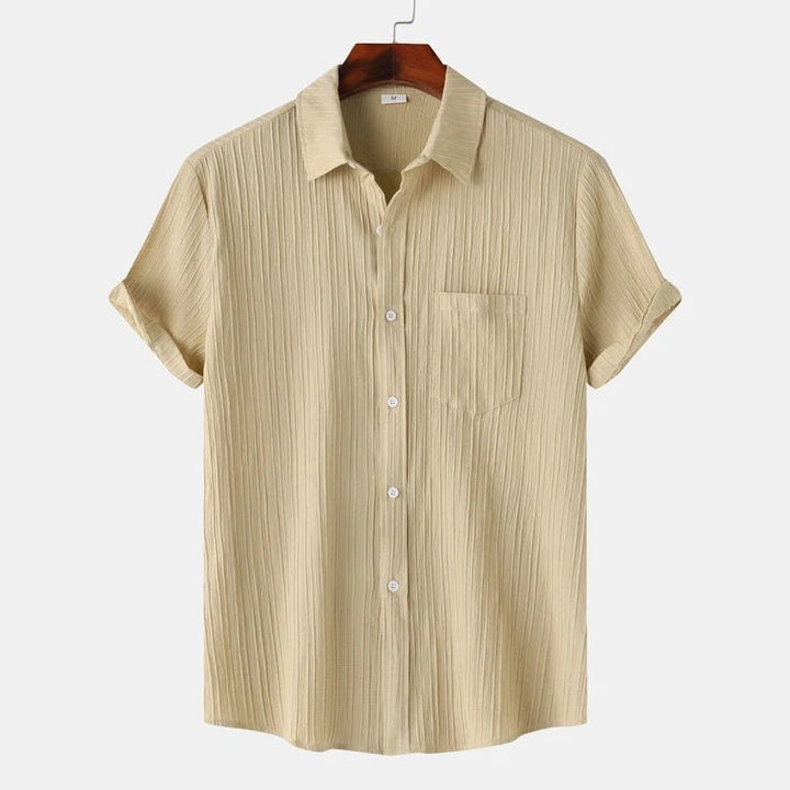 Men's Striped Linen Blouse Shirt | Classic Fit Angle