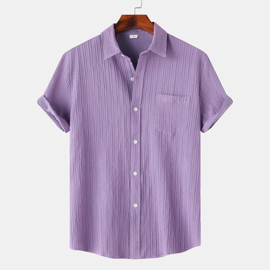 Men's Striped Linen Blouse Shirt | Classic Fit Hero