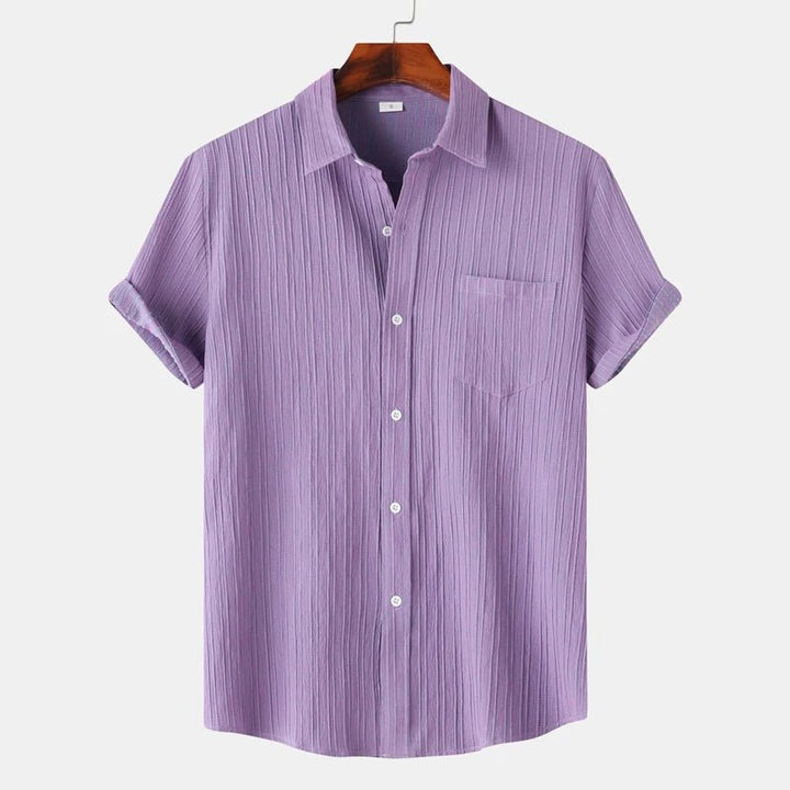 Men's Striped Linen Blouse Shirt | Classic Fit Hero