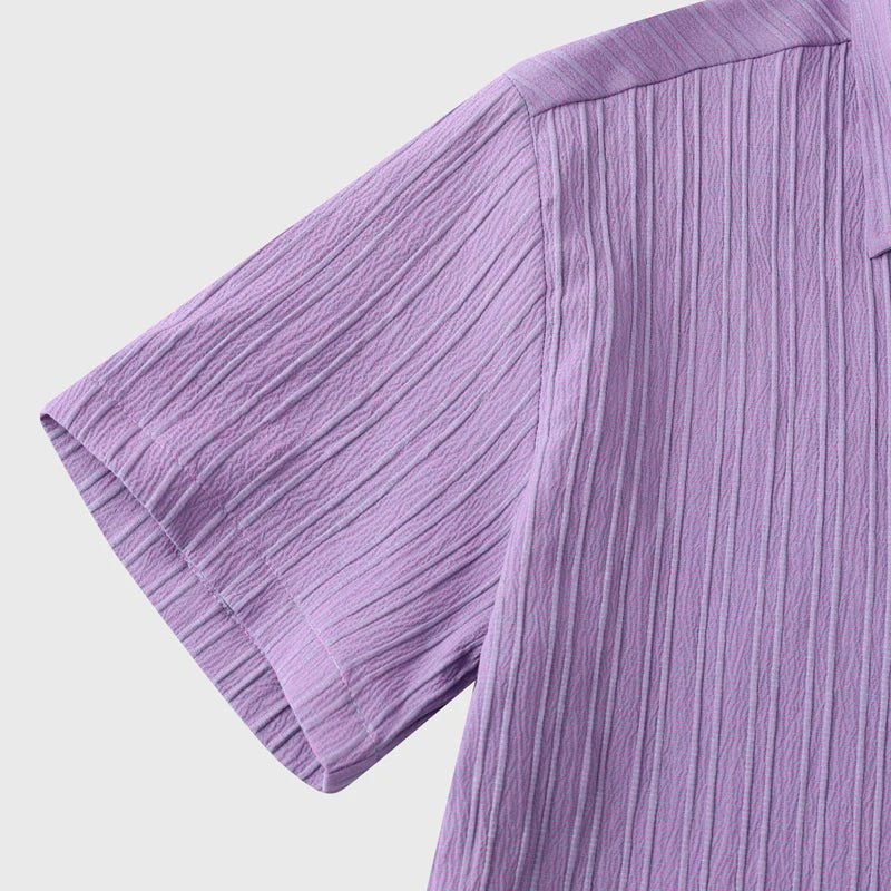 Men's Striped Linen Blouse Shirt | Classic Fit Side