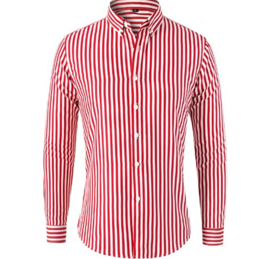 Men's Striped Long Sleeve Polo Shirt | Smart Casual Side