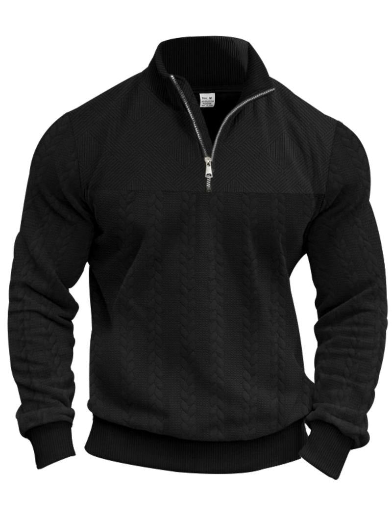 Men's Stylish Half Zip Pullover | Quarter-Zip Stand Collar Detail