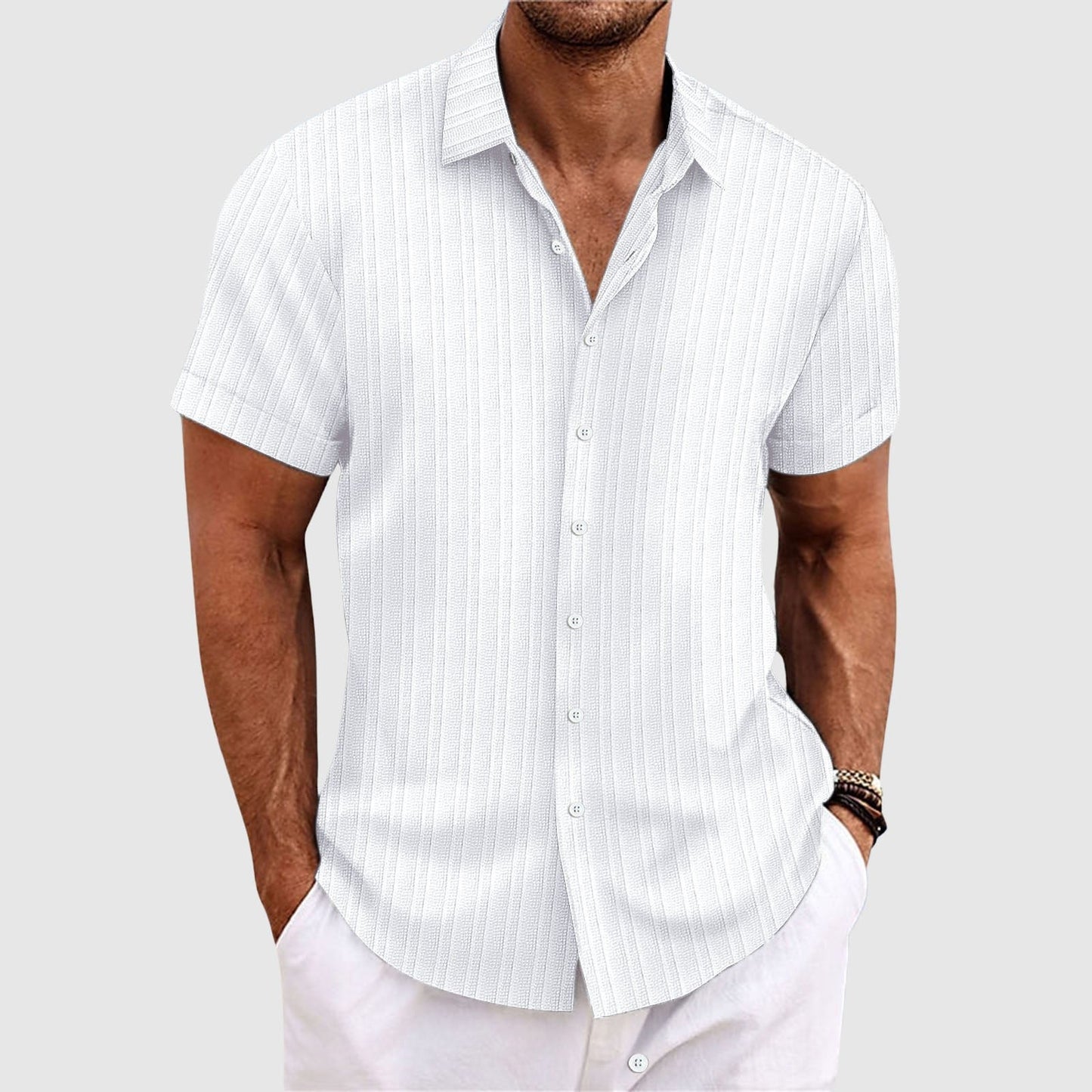 Men's Summit Stripe Shirt | Ribbed Texture Front