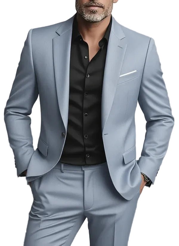 Men's Tailored Slim Fit Two-Piece Suit | Formal Office Detail