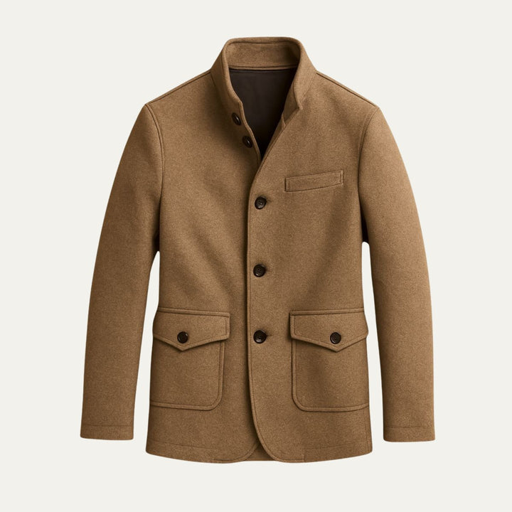 Men's Tailored Wool Overcoat | Flap Pocket Smart Fit Back