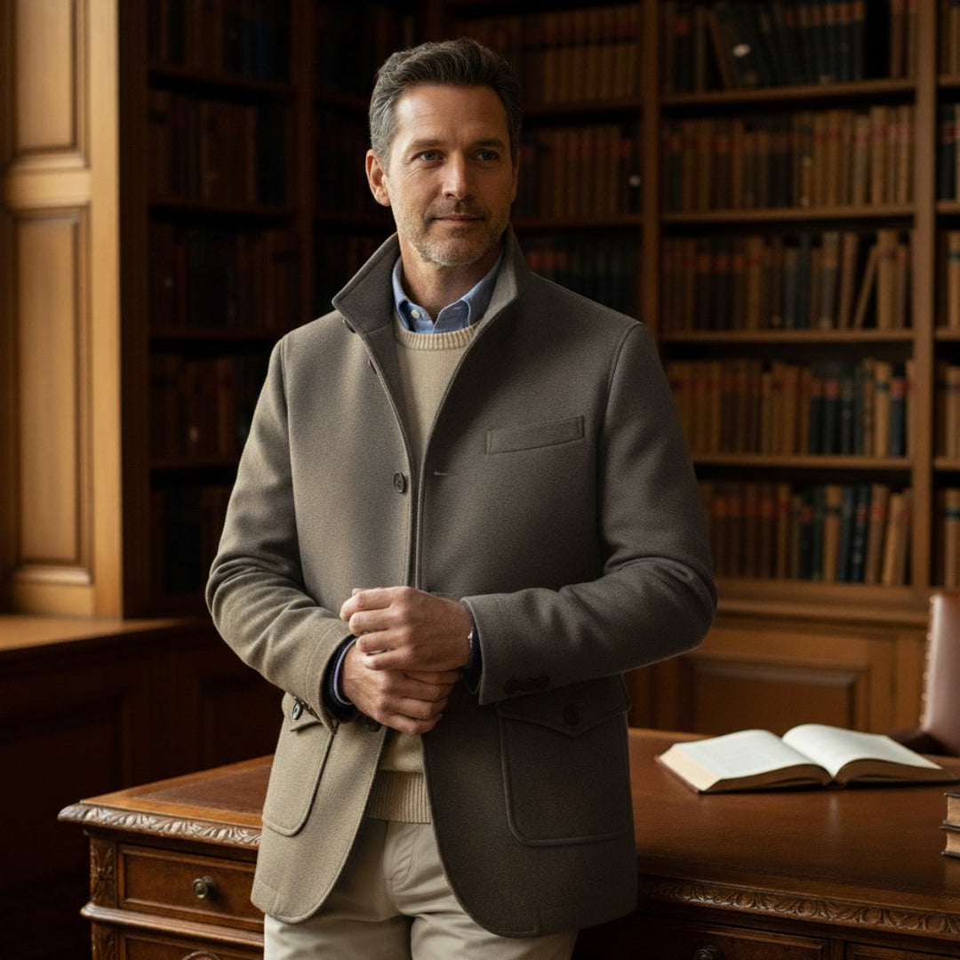 Men's Tailored Wool Overcoat | Flap Pocket Smart Fit Full