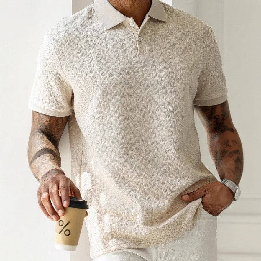 Men's Textured Knit Polo Top Detail