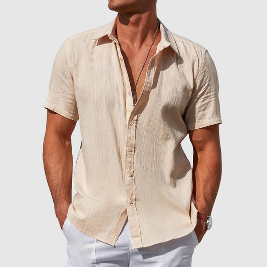 Men's Textured Linen Top Front