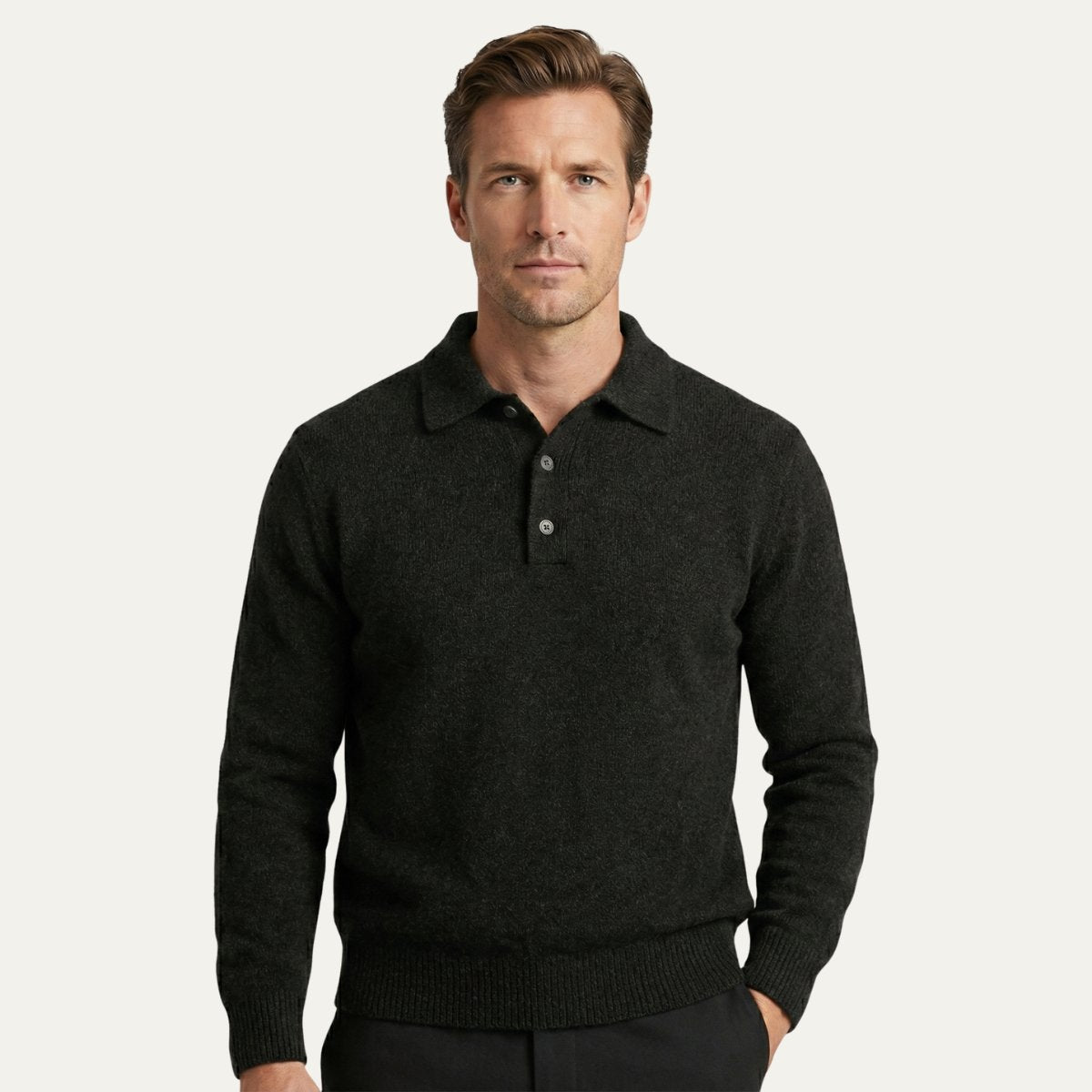 Men's Trendy Soft Knit Polo Sweater | Polo Collar Side