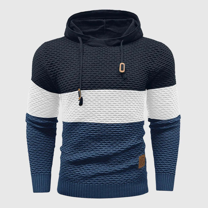 Men's Triple Tone Knit Pullover | Stripe Knit Hoodie Back