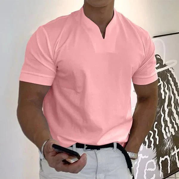 Men's V-Neck Quick-Dry Performance T-Shirt | Athletic Fit Close Up