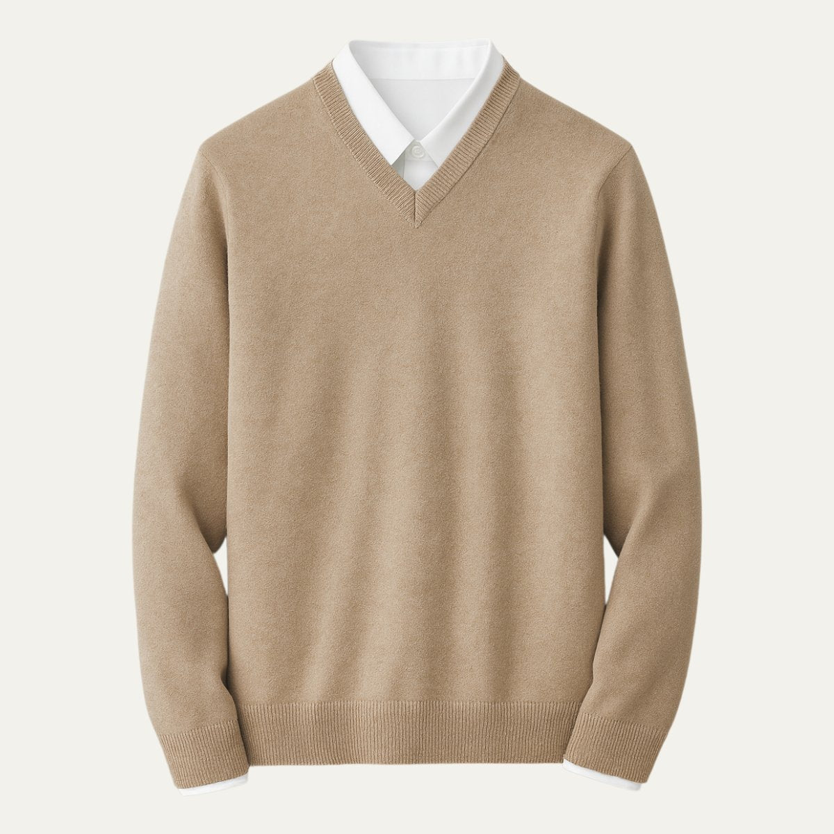 Men's V-Neck Wool Sweater | Slim Fit Knit Pullover Hero