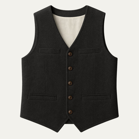 Men's Vintage Button-Up Vest | Notched Hem Tailored Hero