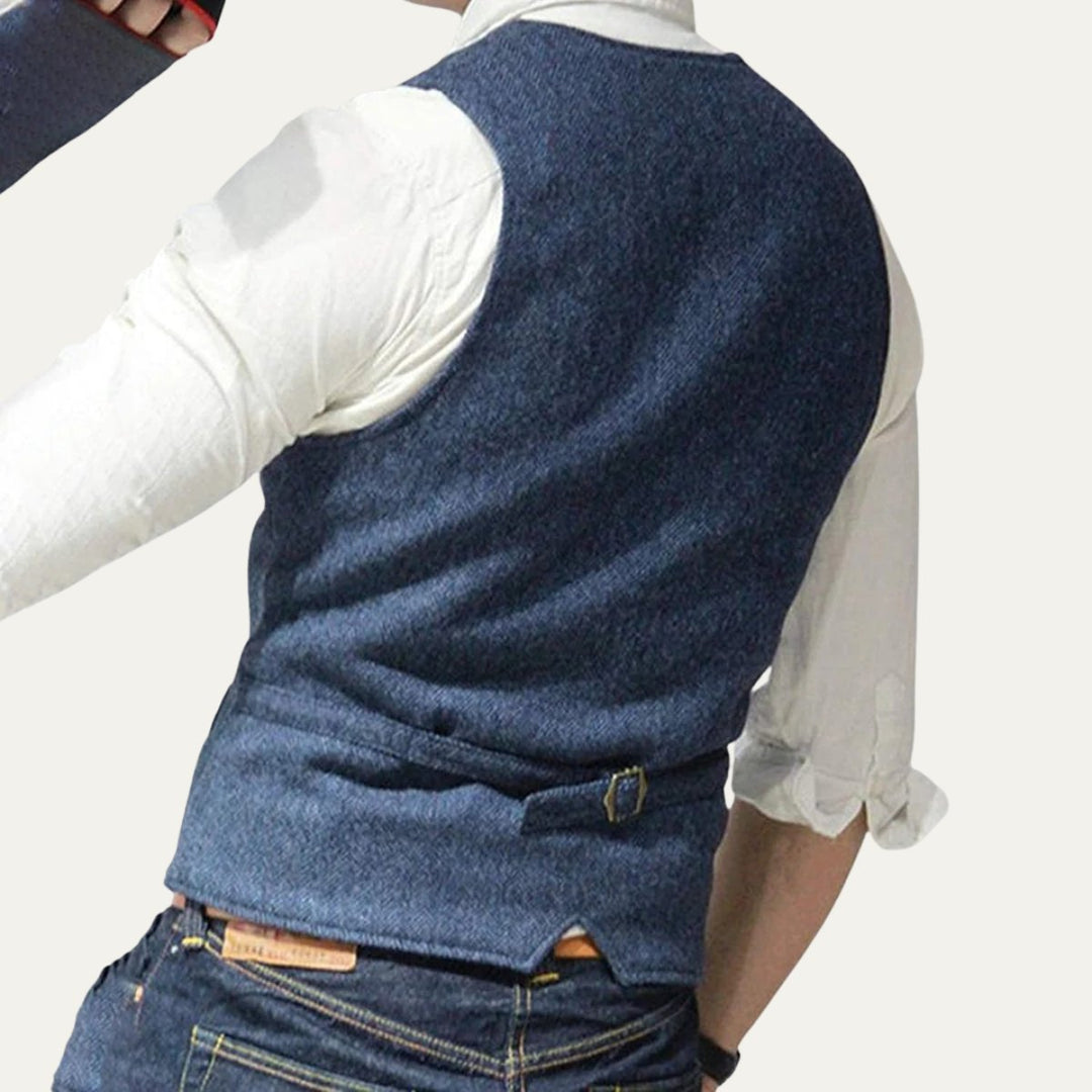 Men's Vintage Button-Up Vest | Notched Hem Tailored View 15
