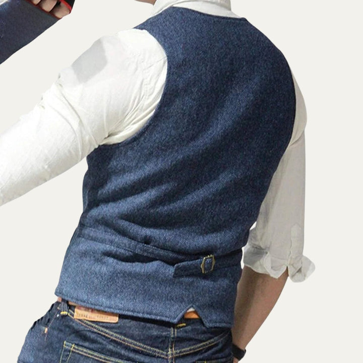 Men's Vintage Button-Up Vest | Notched Hem Tailored View 15