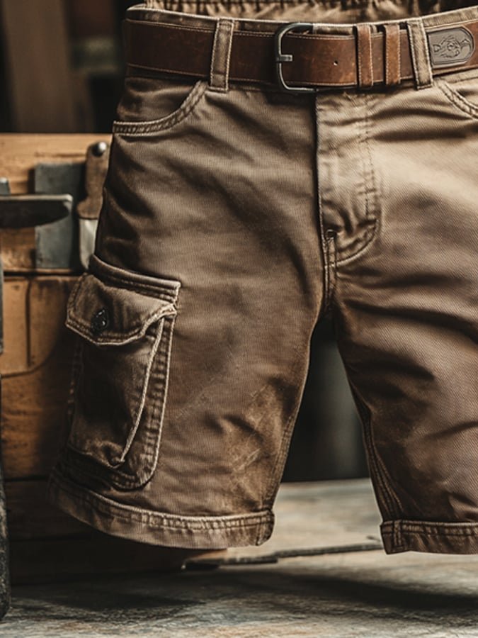 Men's Vintage Cargo Shorts Pants Back
