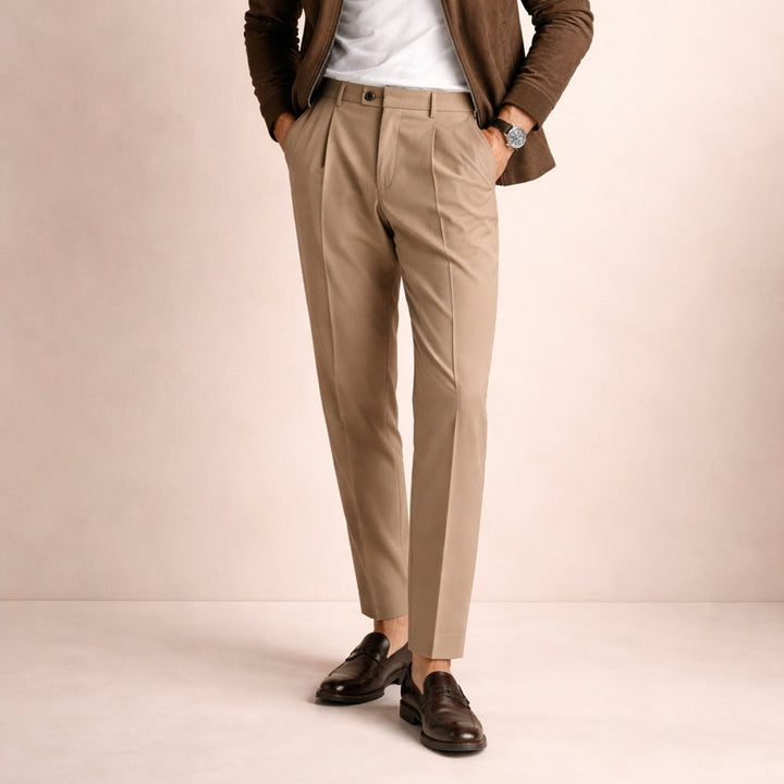 Men's Vintage Classic Tailored Pleated Pants | Double Forward Pleat Angle
