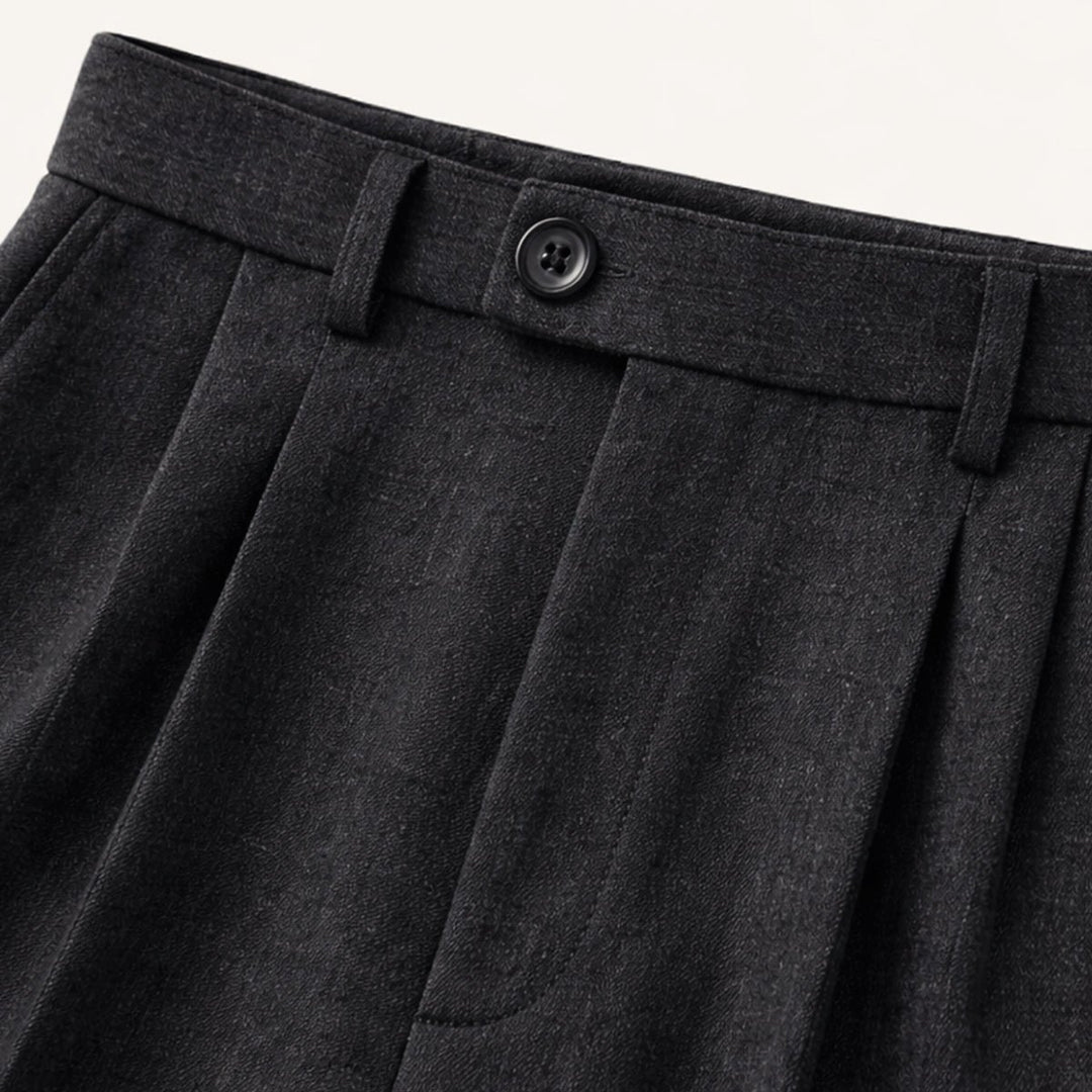 Men's Vintage Classic Tailored Pleated Pants | Double Forward Pleat Detail