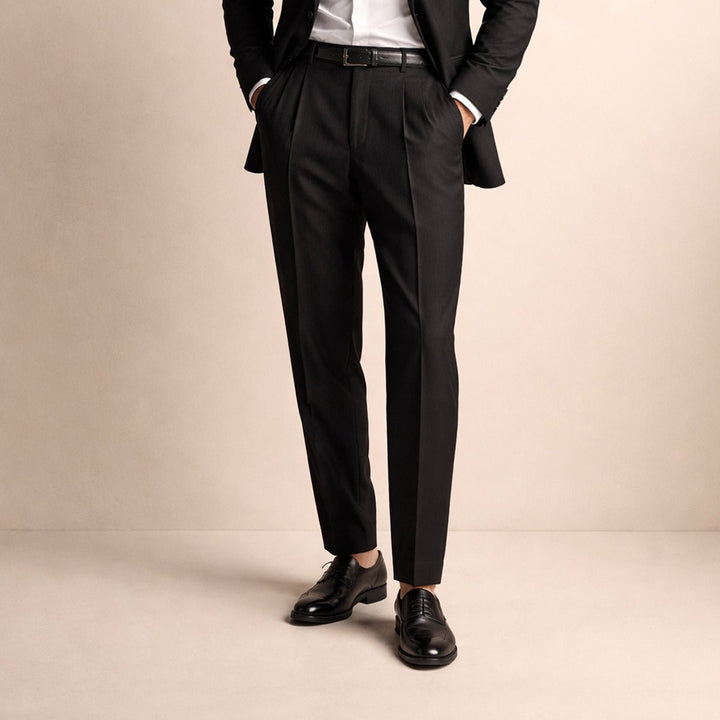 Men's Vintage Classic Tailored Pleated Pants | Double Forward Pleat Front