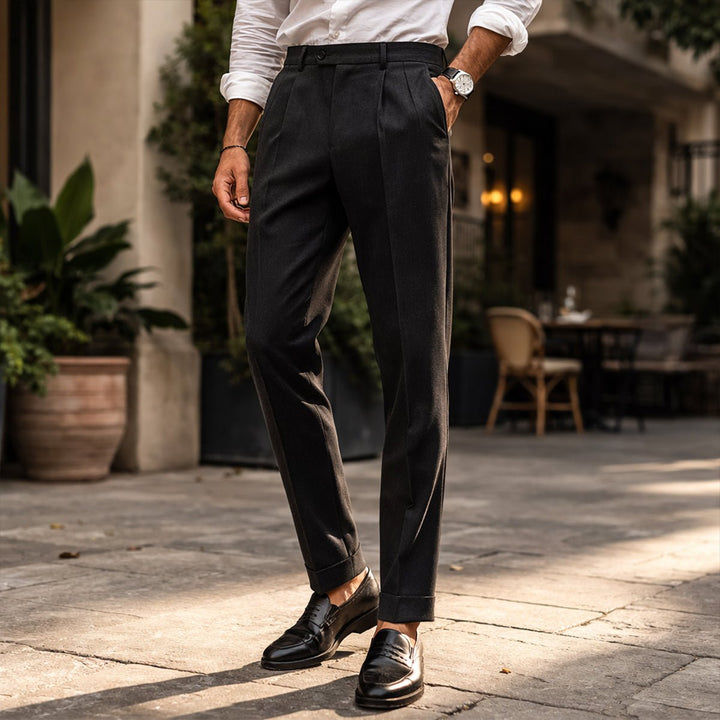 Men's Vintage Classic Tailored Pleated Pants | Double Forward Pleat View 11