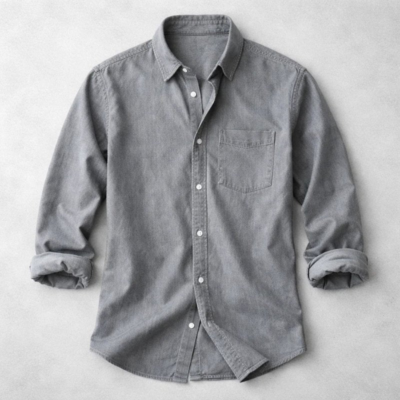Men's Vintage Cotton Chambray Shirt Top Lifestyle